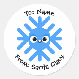 Pegatina Redonda Personalized Christmas Snowflake Sticker – To/From