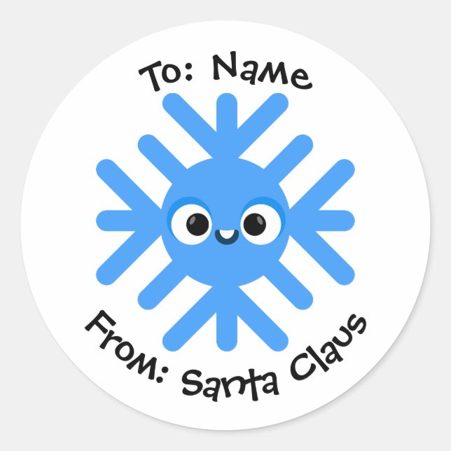 Pegatina Redonda Personalized Christmas Snowflake Sticker – To/From (Anverso)