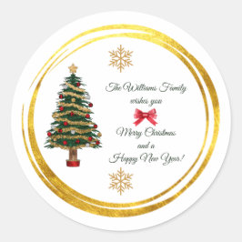 Pegatina Redonda Personalized Christmas Sticker with Name & Wishes