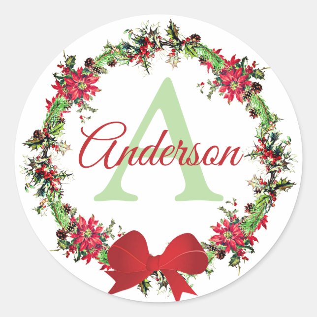 Pegatina Redonda Personalized Christmas wreath (Anverso)
