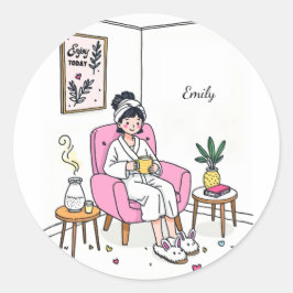 Pegatina Redonda Personalized Cozy Granddaughter Gift Cute Vanity