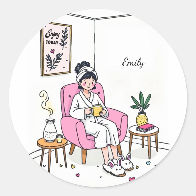 Pegatina Redonda Personalized Cozy Granddaughter Gift Cute Vanity (Anverso)