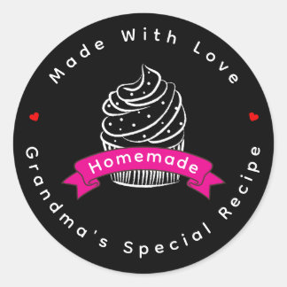 Pegatina Redonda Personalized Cupcake Homemade Made With Love
