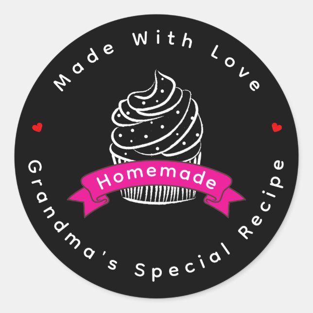 Pegatina Redonda Personalized Cupcake Homemade Made With Love (Anverso)