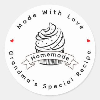 Pegatina Redonda Personalized Cupcake Homemade Made With Love