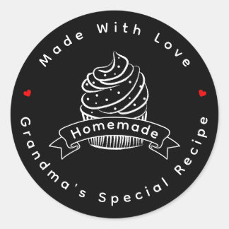 Pegatina Redonda Personalized Cupcake Homemade Made With Love