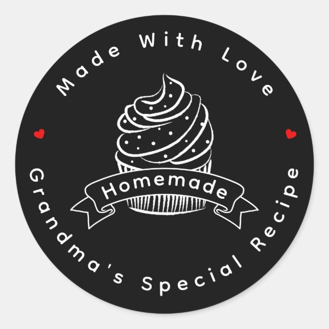 Pegatina Redonda Personalized Cupcake Homemade Made With Love (Anverso)