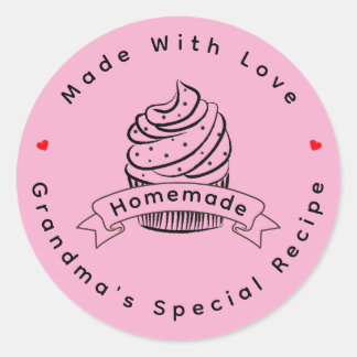 Pegatina Redonda Personalized Cupcake Homemade Made With Love
