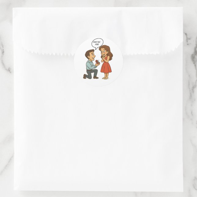 Pegatina Redonda Personalized Custom Will You Marry Me Marriage  (Bolso)