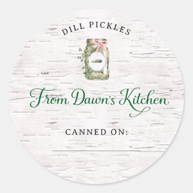 Pegatina Redonda Personalized Dill Pickles Canning Stickers (Anverso)