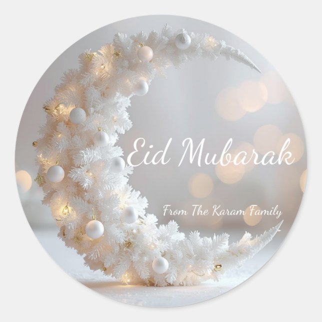 Pegatina Redonda Personalized Eid Mubarak Muslim modern  (Anverso)