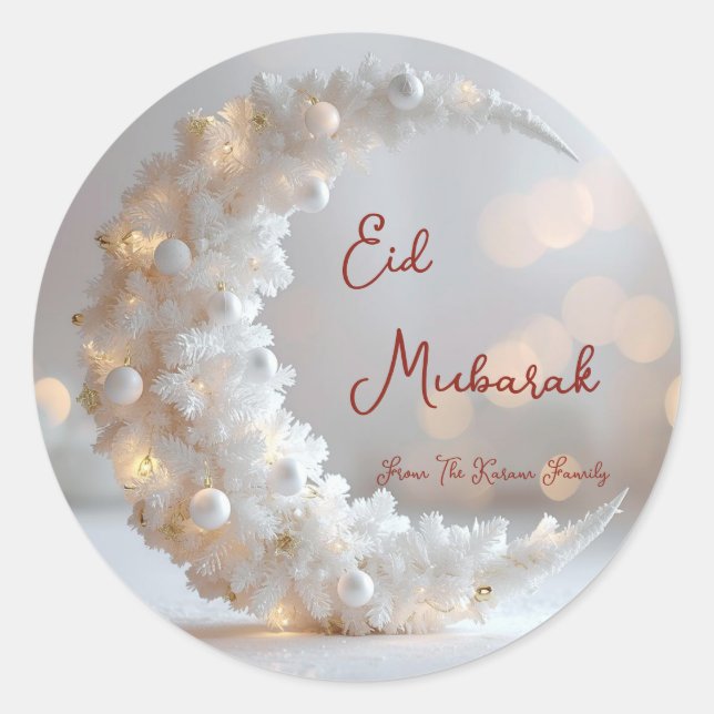 Pegatina Redonda Personalized Eid Mubarak Muslim modern  (Anverso)