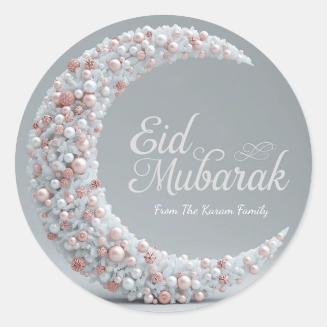 Pegatina Redonda Personalized Eid Mubarak Muslim modern Classic  (Anverso)