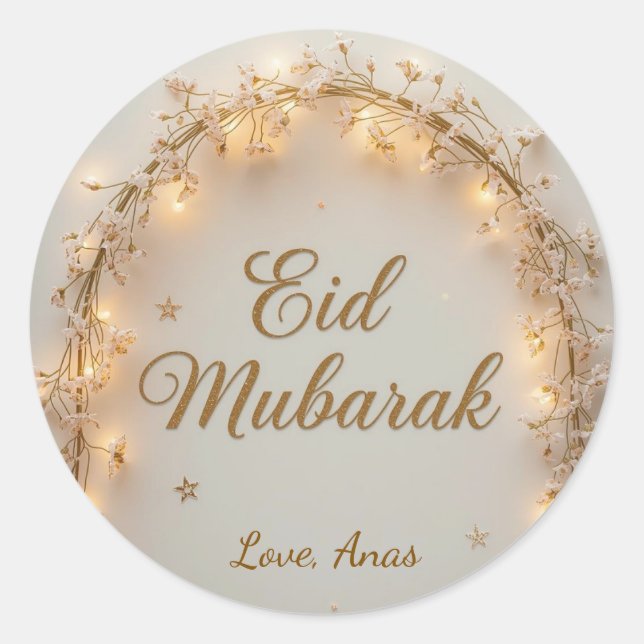 Pegatina Redonda Personalized Eid Mubarak Round Stickers (Anverso)