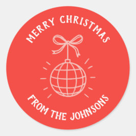 Pegatina Redonda Personalized Family Name Merry Christmas 