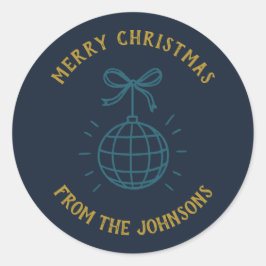 Pegatina Redonda Personalized Family Name Merry Christmas 