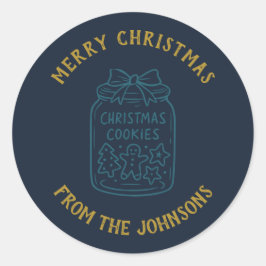 Pegatina Redonda Personalized Family Name Merry Christmas Cookies