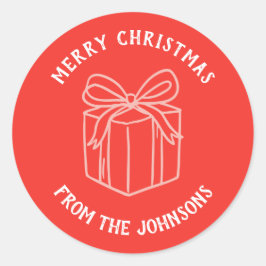 Pegatina Redonda Personalized Family Name Merry Christmas Gift