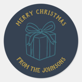 Pegatina Redonda Personalized Family Name Merry Christmas Gift