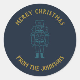 Pegatina Redonda Personalized Family Name Merry Christmas Prince