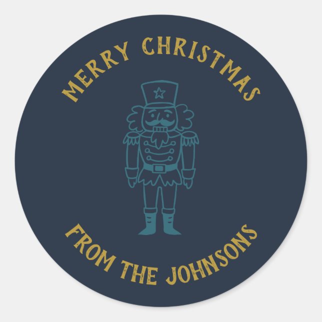 Pegatina Redonda Personalized Family Name Merry Christmas Prince (Anverso)