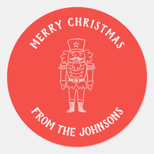 Pegatina Redonda Personalized Family Name Merry Christmas Prince (Anverso)