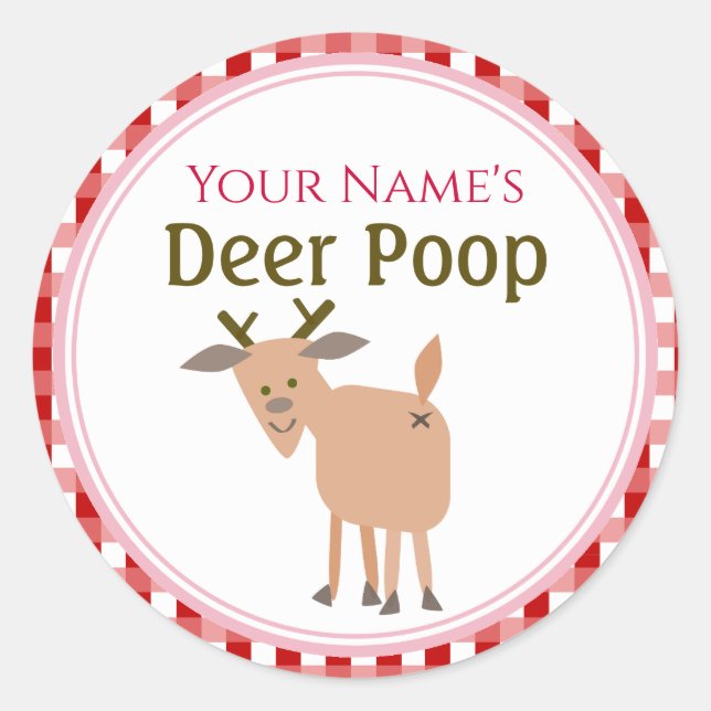 Pegatina Redonda Personalized Funny Reindeer Poop Christmas Gift (Anverso)
