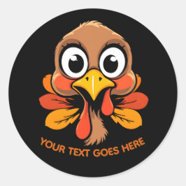 Pegatina Redonda Personalized Funny Turkey Face Thanksgiving