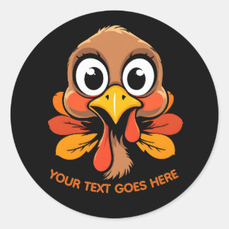 Pegatina Redonda Personalized Funny Turkey Face Thanksgiving