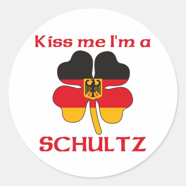 Pegatina Redonda Personalized German Kiss Me I'm Schultz (Anverso)
