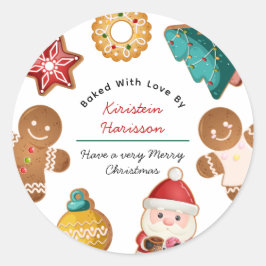 Pegatina Redonda Personalized Gingerbread Christmas Cookies Baking