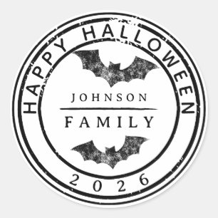 Pegatina Redonda Personalized Happy Halloween Custom Family Name