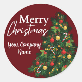 Pegatina Redonda Personalized Merry Christmas Tree Holiday