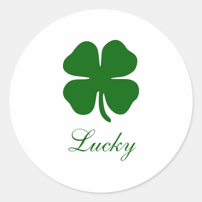 Pegatina Redonda Personalized Name Lucky Clover (Anverso)