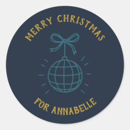 Pegatina Redonda Personalized Name Merry Christmas
