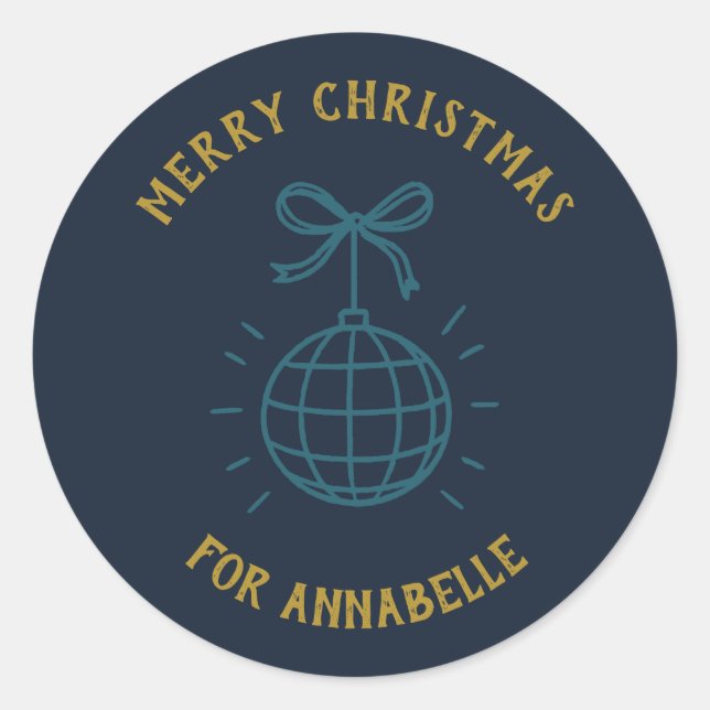 Pegatina Redonda Personalized Name Merry Christmas (Anverso)