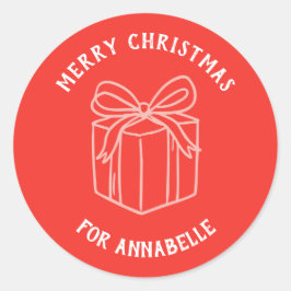 Pegatina Redonda Personalized Name Merry Christmas Gift