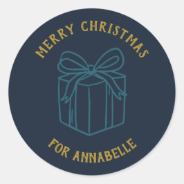 Pegatina Redonda Personalized Name Merry Christmas Gift