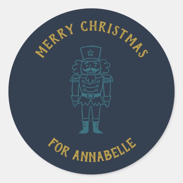 Pegatina Redonda Personalized Name Merry Christmas Prince (Anverso)