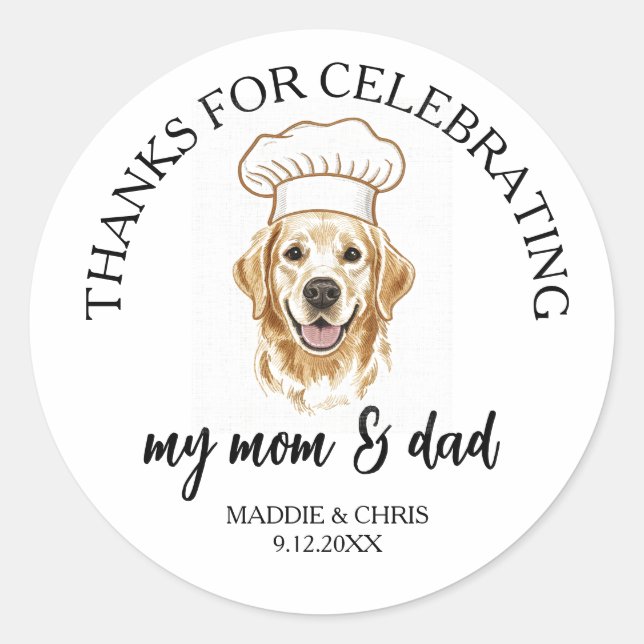 Pegatina Redonda Personalized Pet – Thanks Celebrating My Mom & dad (Anverso)