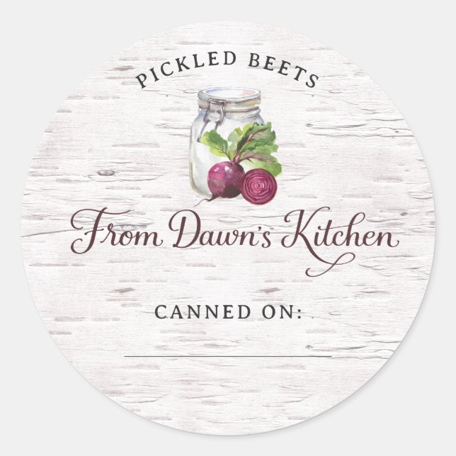 Pegatina Redonda Personalized Pickled Beets Canning Stickers (Anverso)