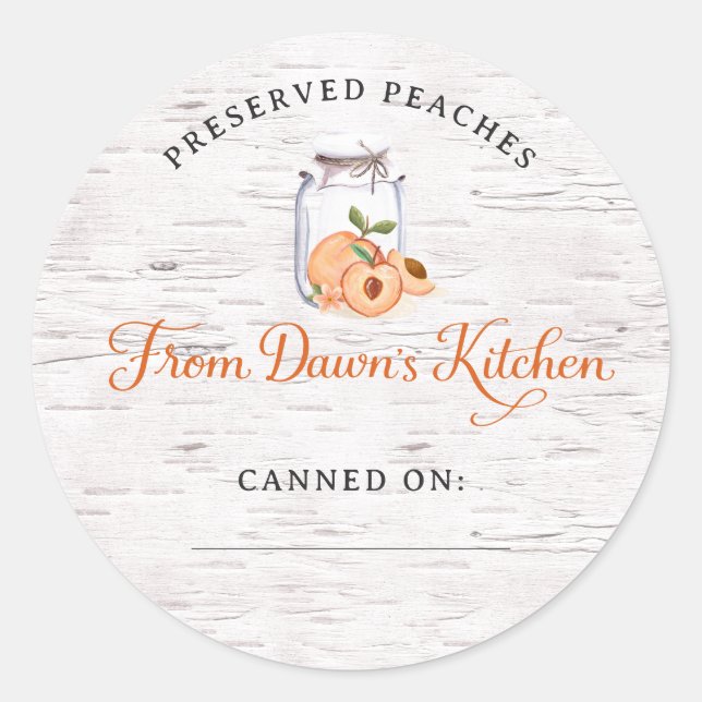 Pegatina Redonda Personalized Preserved Peaches Canning Stickers (Anverso)