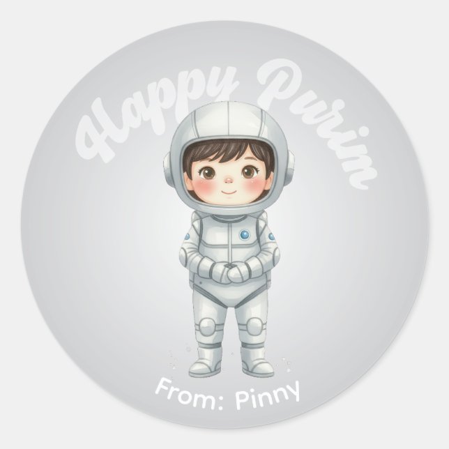 Pegatina Redonda Personalized Purim Sticker – Boy Robot Theme (Anverso)