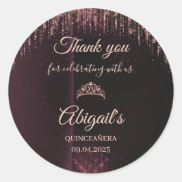 Pegatina Redonda Personalized Quinceañera Stickers | Custom Name & 