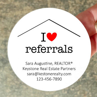 Pegatina Redonda Personalized Realtor I Love Referrals