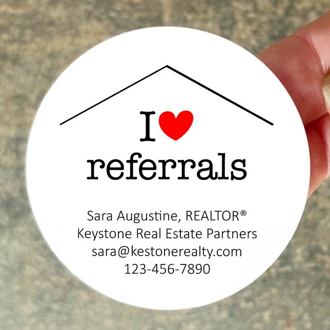Pegatina Redonda Personalized Realtor I Love Referrals (Subido por el creador)