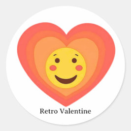 Pegatina Redonda Personalized Retro Smiley Heart Valentine Sticker