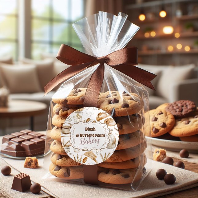 Pegatina Redonda Personalized Rustic Baking Business (Subido por el creador)