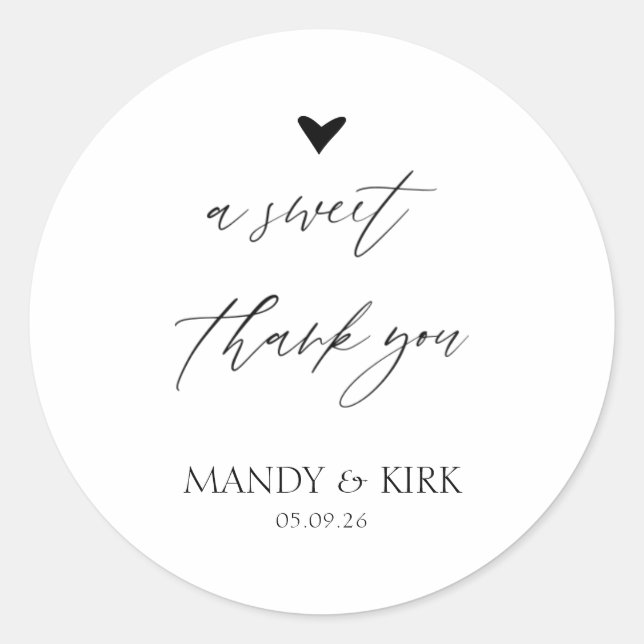 Pegatina Redonda Personalized Thank You Wedding Favor Sticker (Anverso)