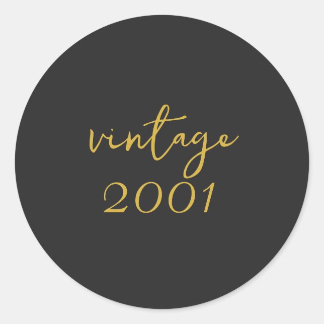 Pegatina Redonda Personalized Vintage 2001 T-Shirt (Anverso)